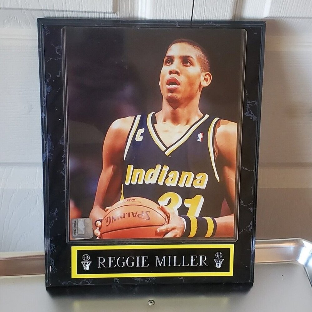 Vintage NBA Reggie Miller Indiana Pacers Wooden Plaque 10 x 13 8x10 Photo